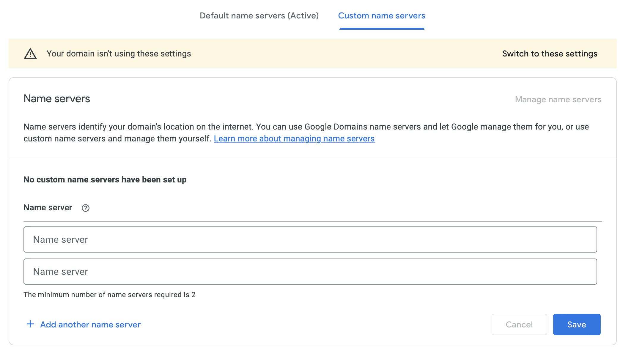 Google Domains Custom Name Servers
